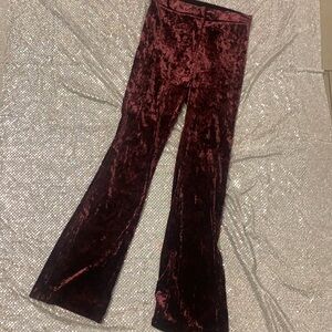 & Other Stories Burgundy Red Crushed Velvet Flared Pants Size EU 36 or US Small